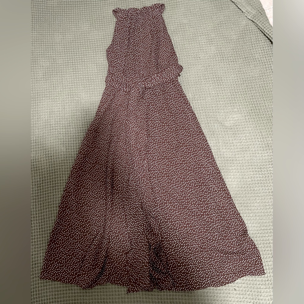 Adrianna Papell Polka Dot Brown long dress. Sz 4